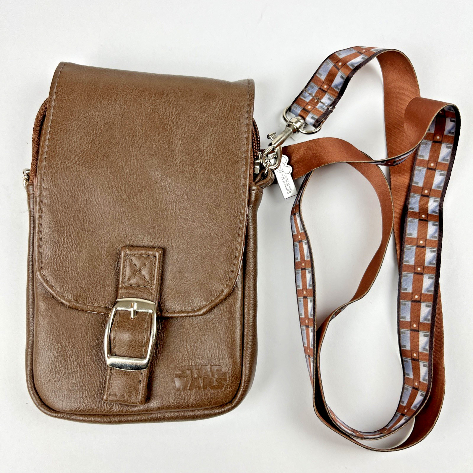 Disney Parks Star Wars Chewbacca D-Tech Mini Crossbody Bag Brown Faux Leather