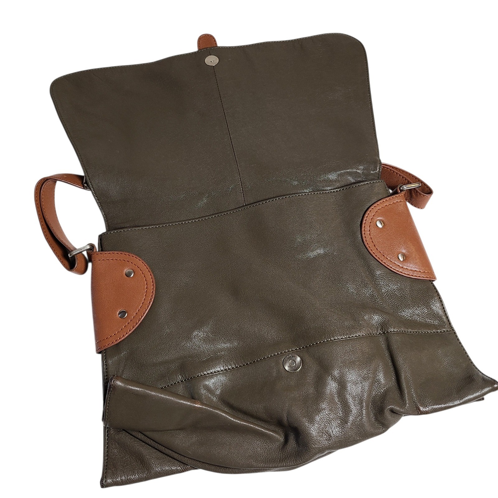 Sondra Roberts Espresso Brown Leather Satchel Bag Slouchy Hobo Vegan Boho Hippie