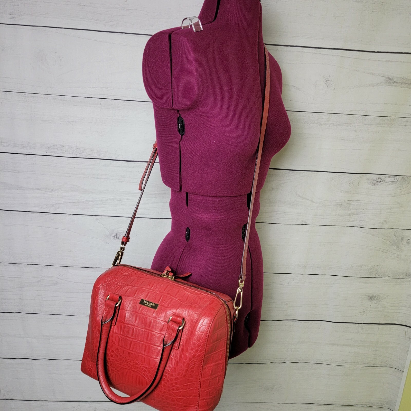 Kate Spade Rialto Place Alessa Croco-embossed Leather Satchel Bag EUC $458 Msrp