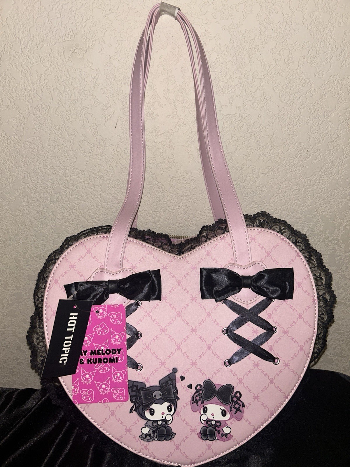 Her Universe My Melody X Kuromi Lolita Pink Heart Shaped Bag Purse New OOS💗