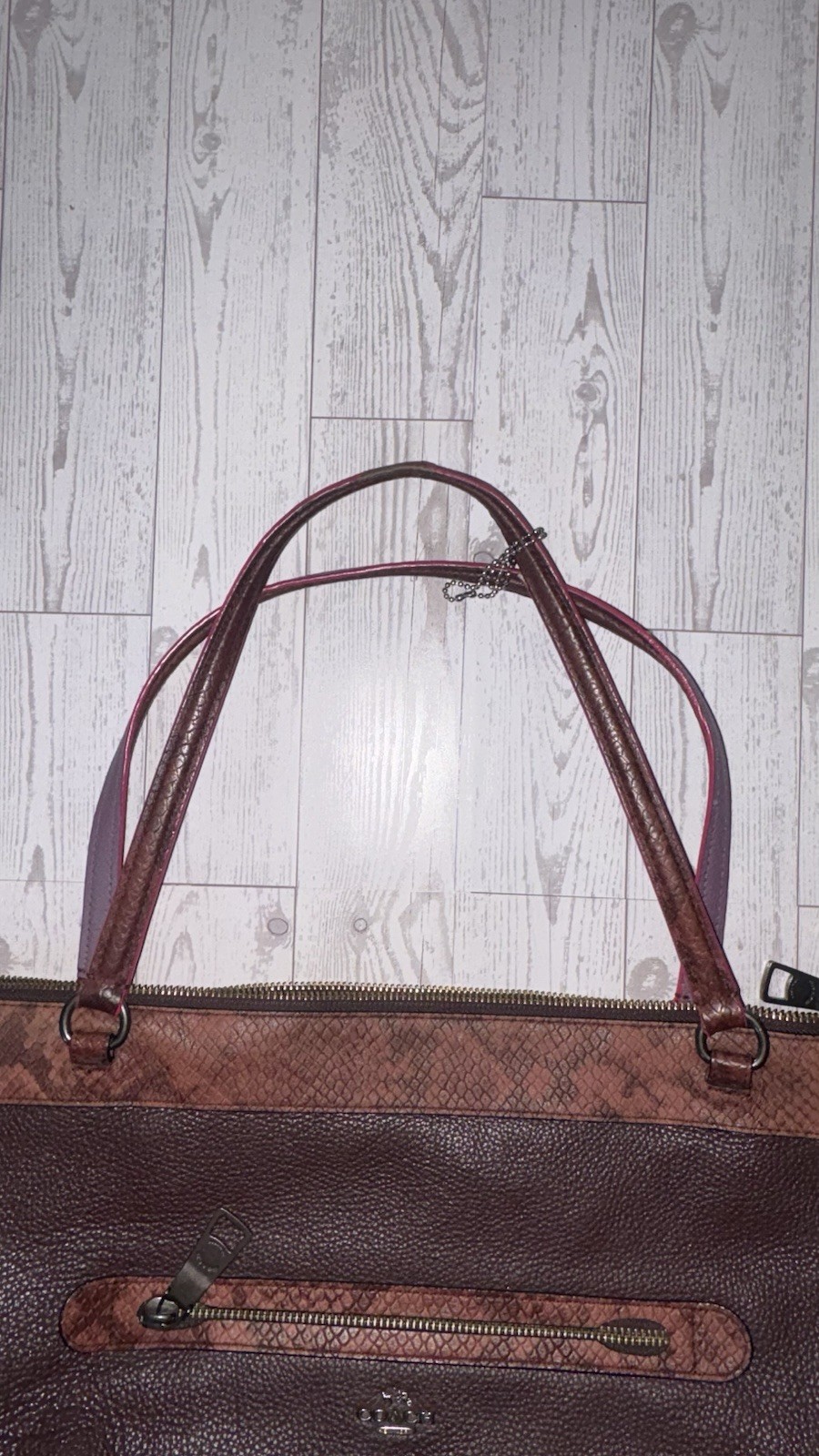 Coach Burgundy Monogram Large Satchel Zip Top Detachable Strap Gold Hardware