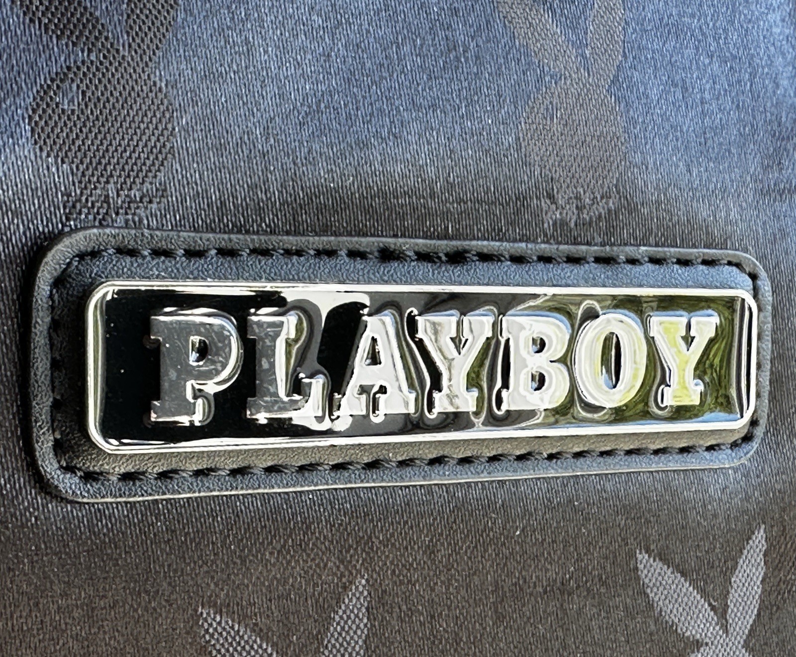 EUC PLAYBOY Black w White Y2K Bowler Bag Ghost Flash Bunny Rabbit Monogram