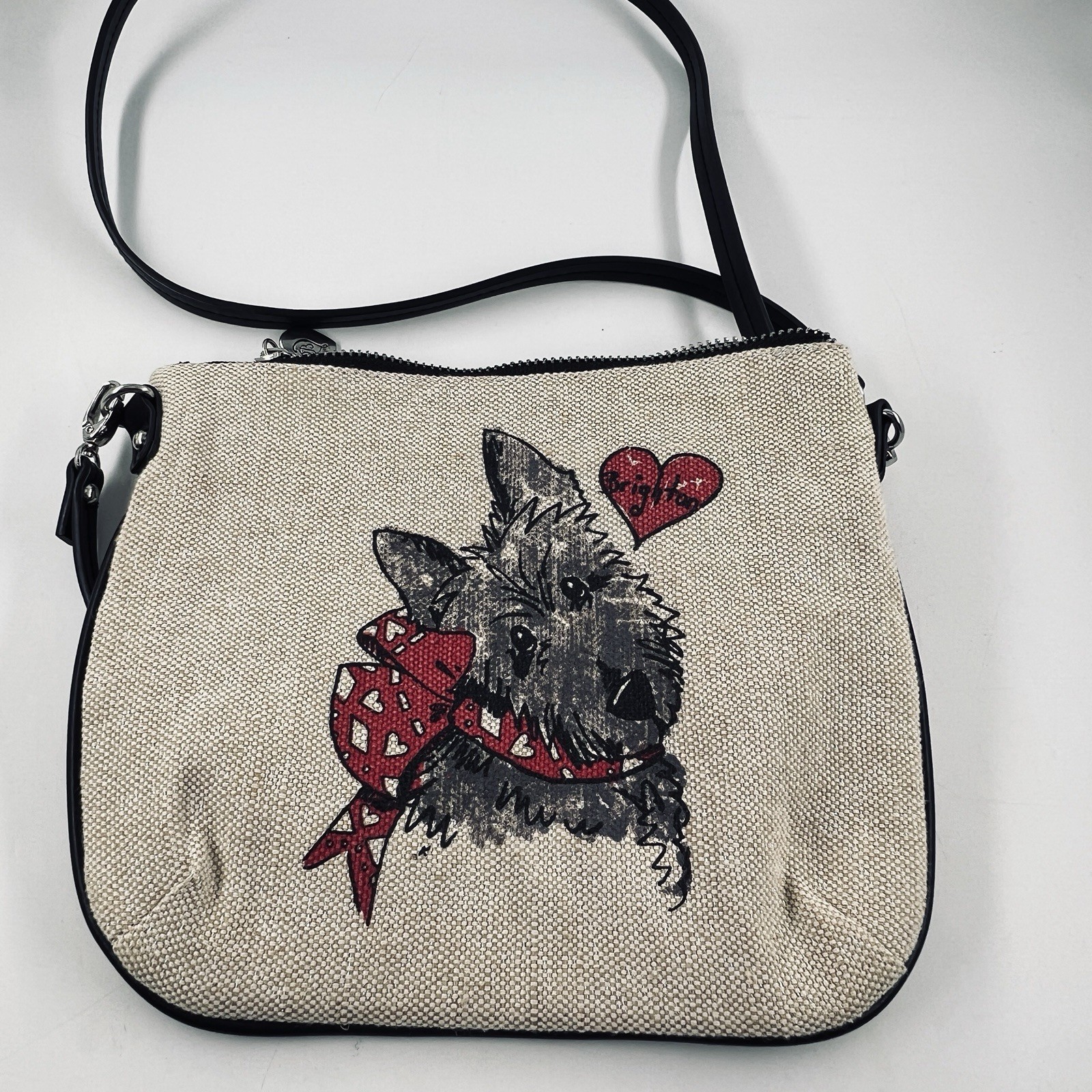 Brighton Scottie Dog Sparkle Canvas Crossbody Purse Whimsical Twee Terrier Bag