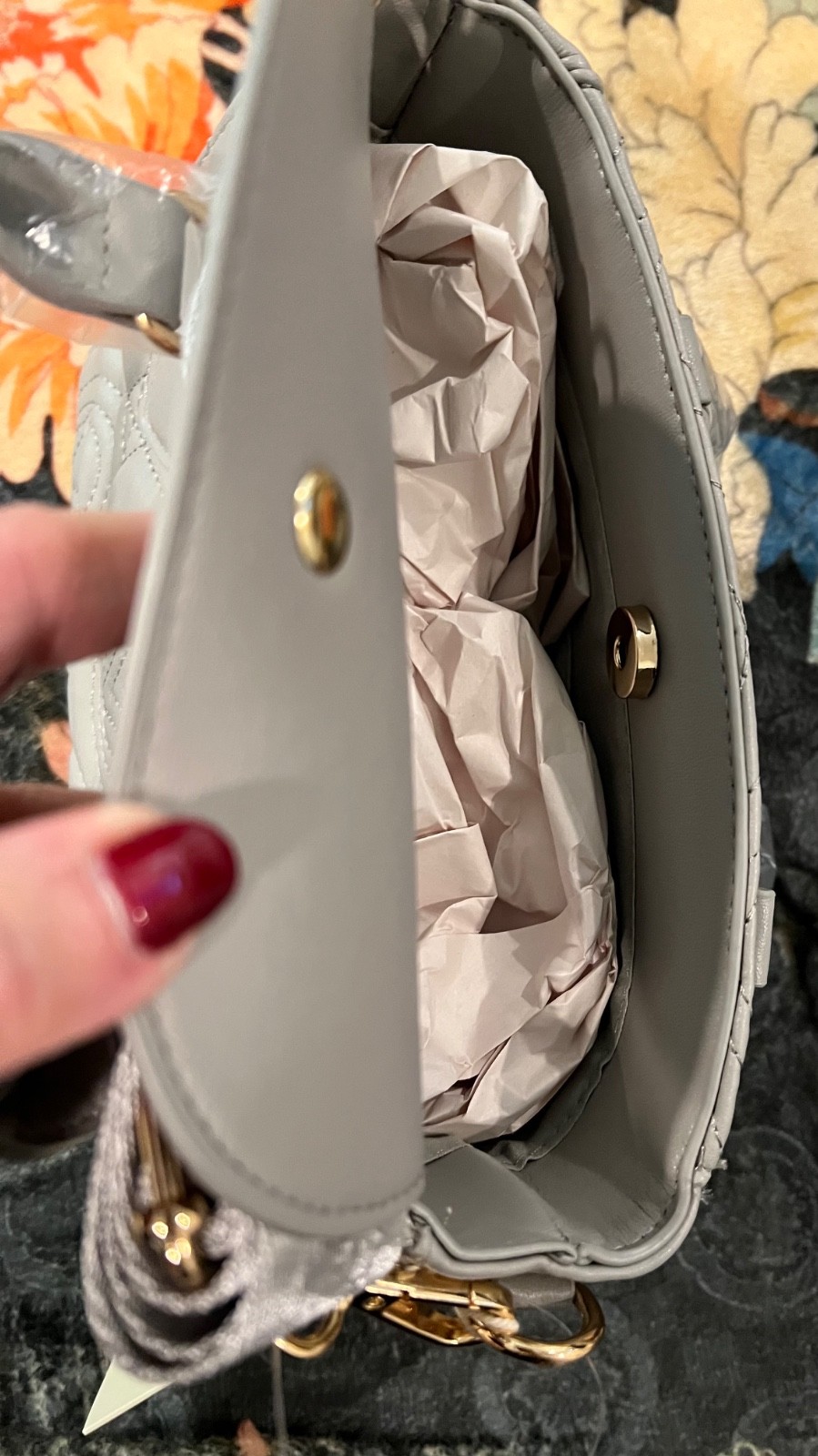 VALENTINO ORLANDI Monogram Quilter Tote in Light Grey with Strap NEW WITH TAGS