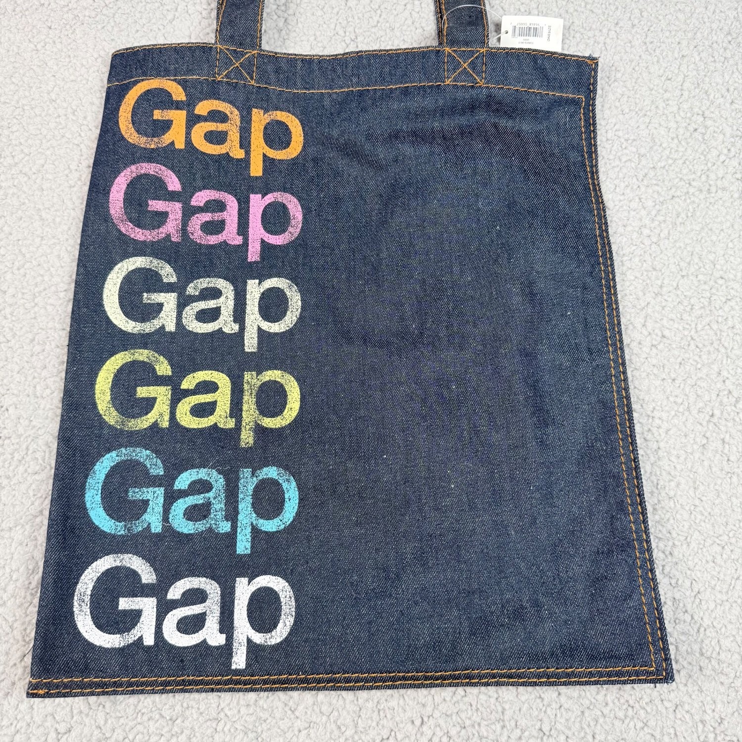 Gap Rainbow Logo Denim Tote Bag Print Medium Blue Cotton Blend 2012 NEW