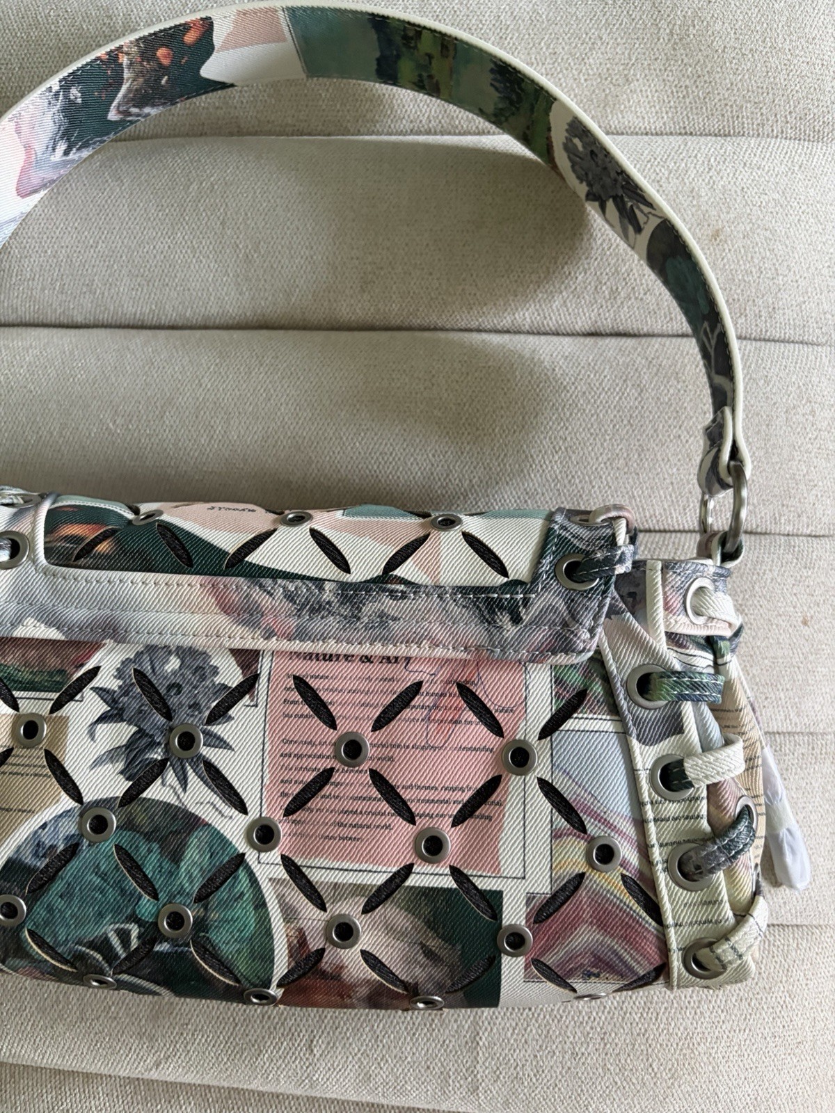 Desigual Small Collage Printed Perforated Crossbody Shoulder Floral Y2K Stud Bag