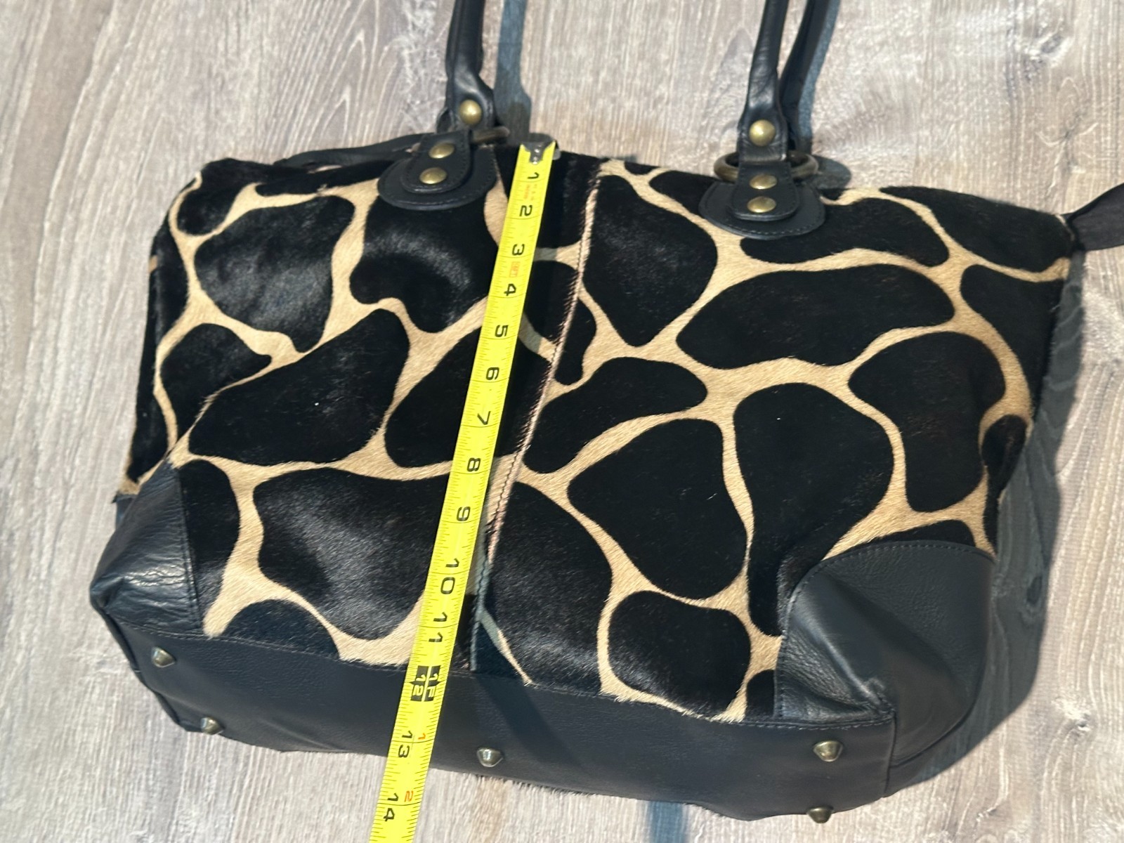 MAURIZIO TAIUTI Leather Cowhide Pony Hair Tote Purse Hobo Bag Italy