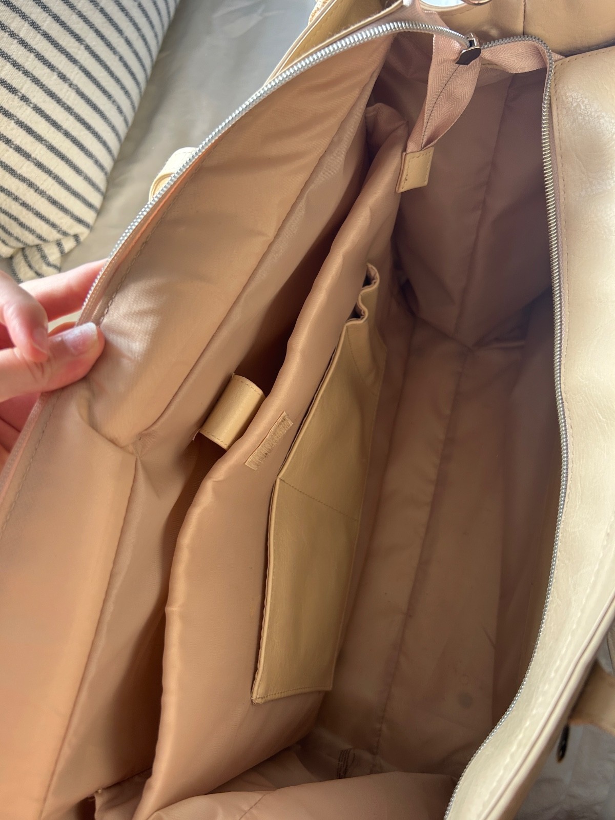 Beis Beige Large Tote Bag Zip Top Structured Shoulder Work Travel Purse Organize