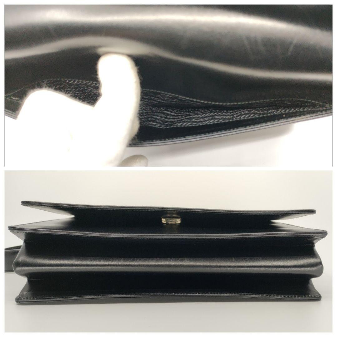 PRADA Vitello Sport Nero Shoulder Bag Black Leather Made in Italy Used