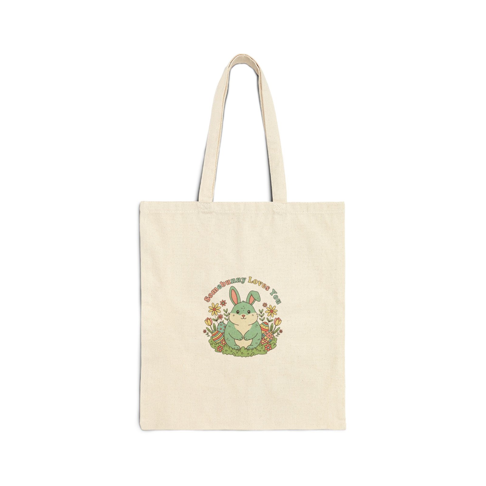 Easter Bunny Aesthetic Tote, Pastel Spring Cottagecore Canvas Tote