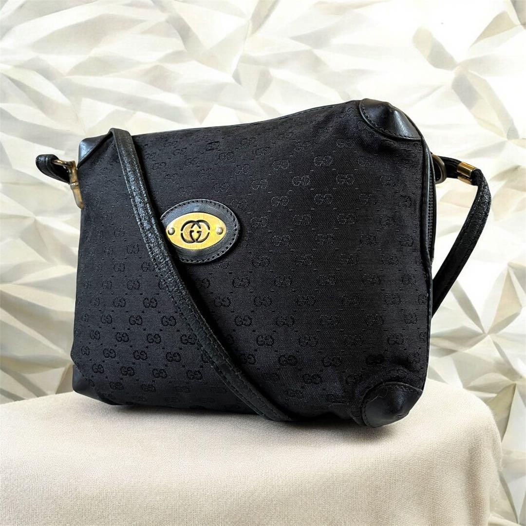 GUCCI Shoulder Bag Leather Vintage Micro GG Crossbody Authentic From Japan