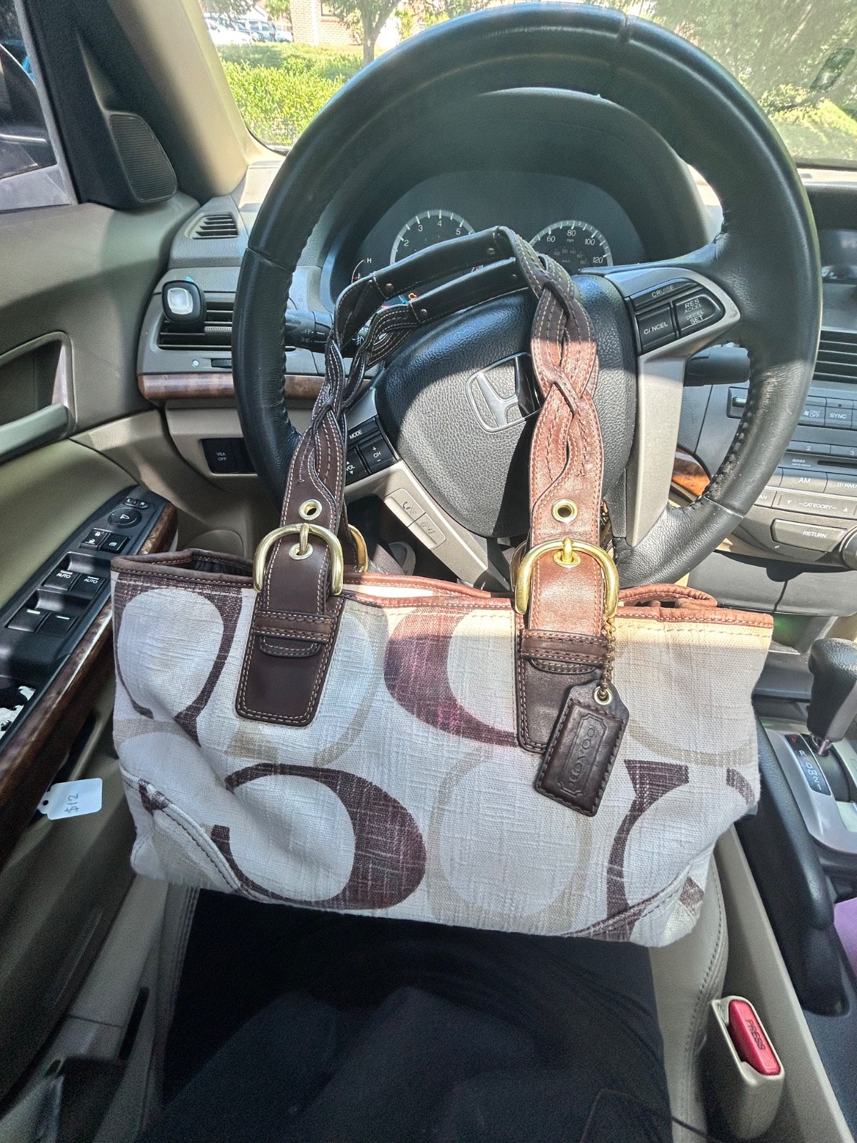 Vintage Coach Cream and Tan Tote