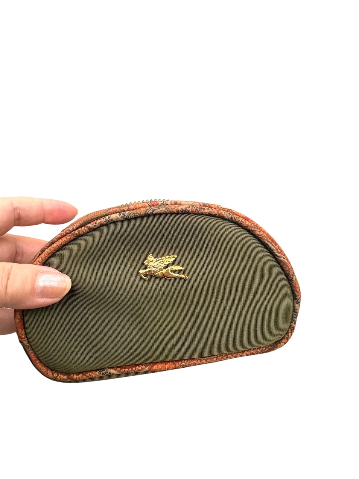Authentic Etoro mini cosmetic green pouch paisley pattern