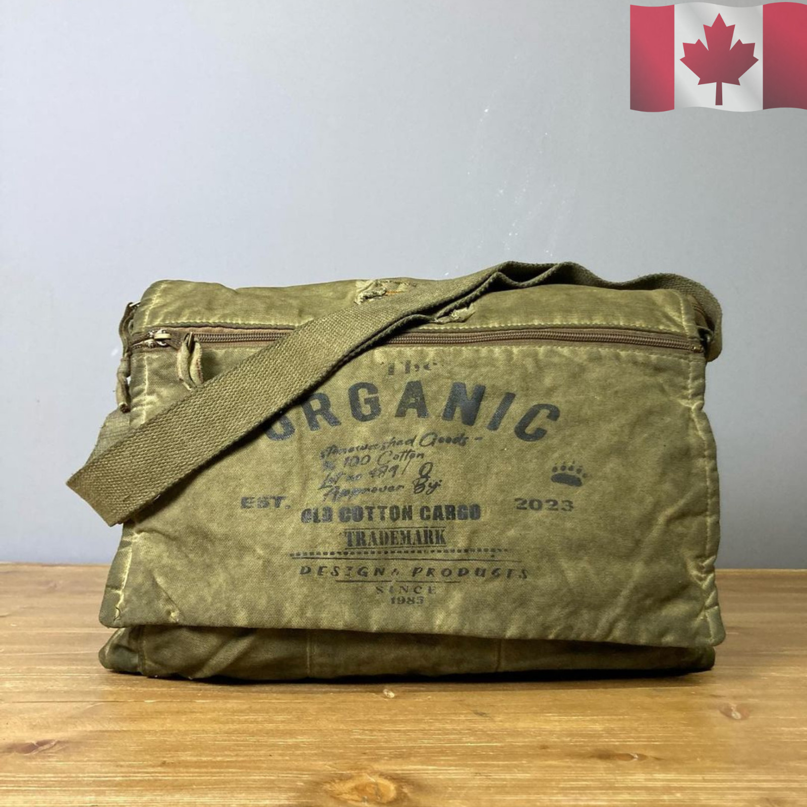 Old Cotton Cargo Bag – Handmade Vintage Shabby Canvas Shoulder Messenger Gift