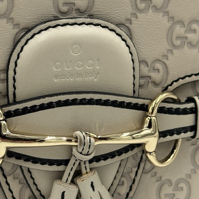 Gucci Emily Horsebit Medium Guccissima Leather Shoulder Bag Gold Beige Chain