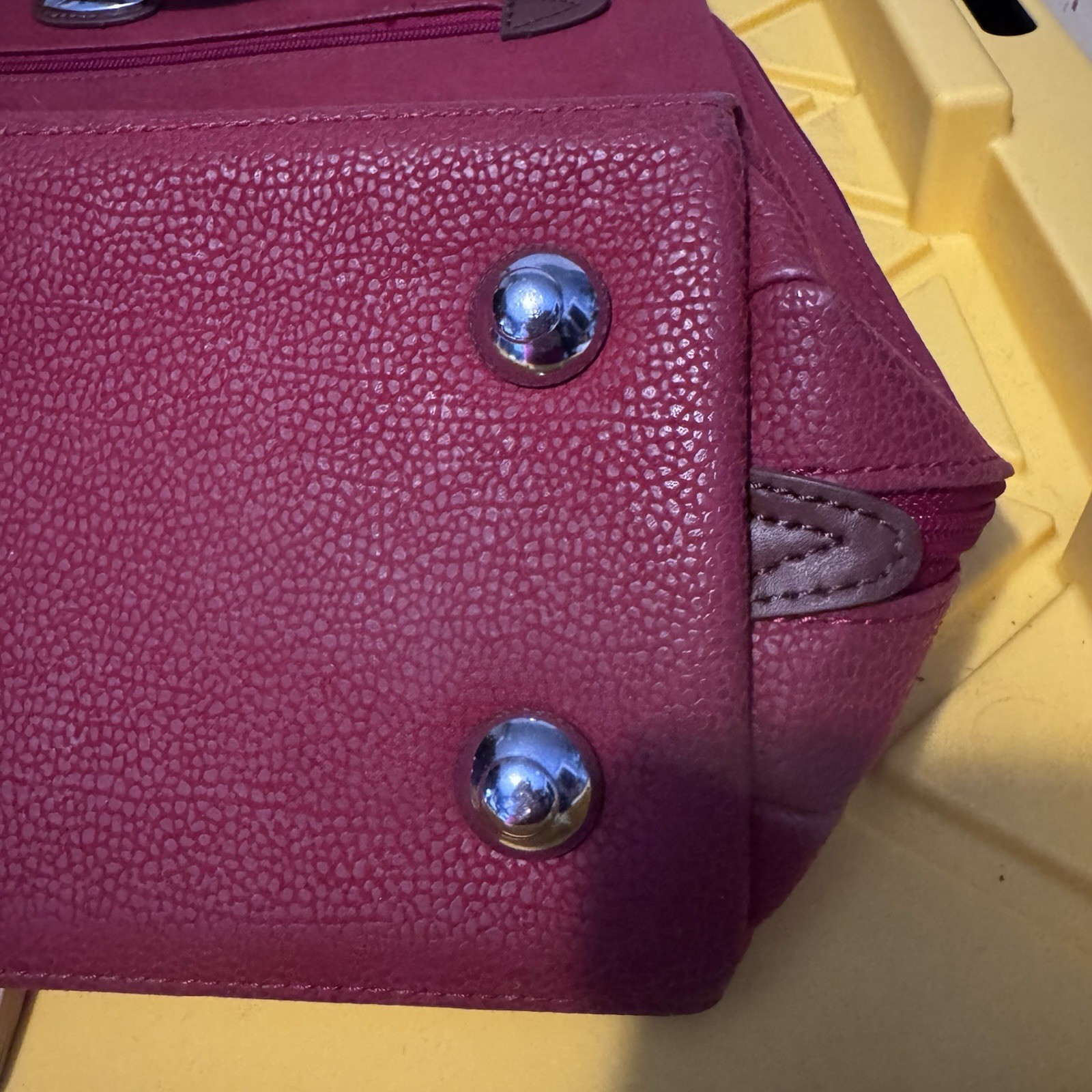 Red Boyt Leather Travel Bag With Pebbled Texture, Silver-Toned Hardware