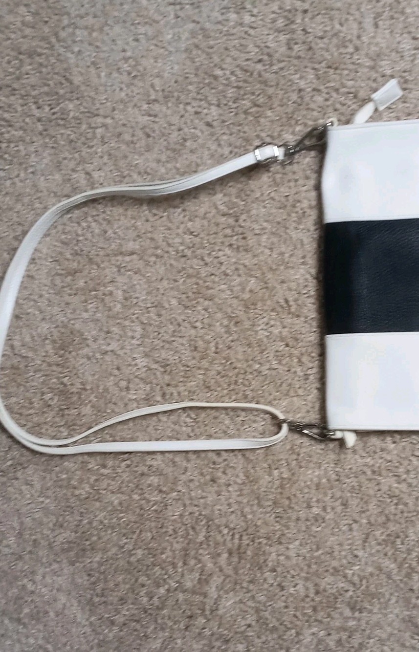 lp blue linea pelle Colorblock Shoulder Bag Adjustable Strap Pebbled Silver