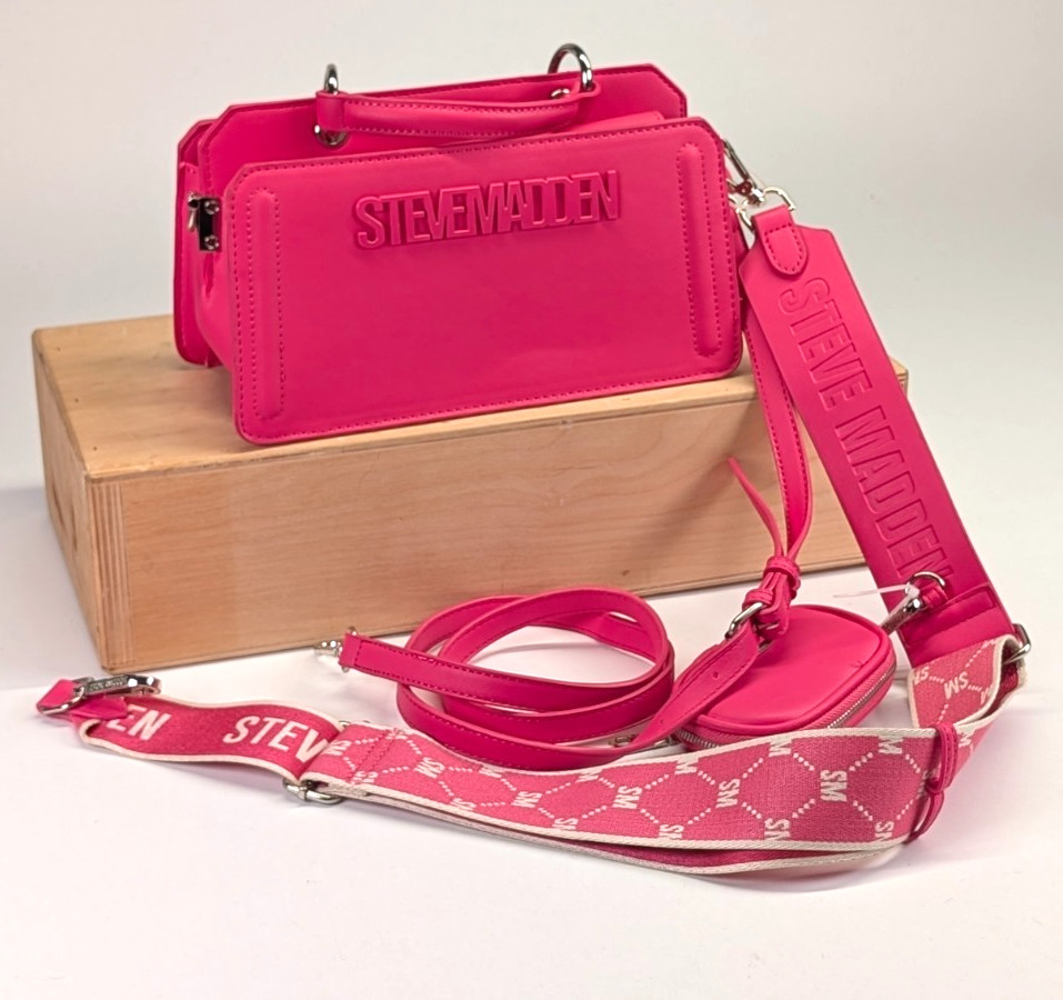 Steve Madden-Bevelyn Crossbody Bag/Purse-Fuchsia Pink