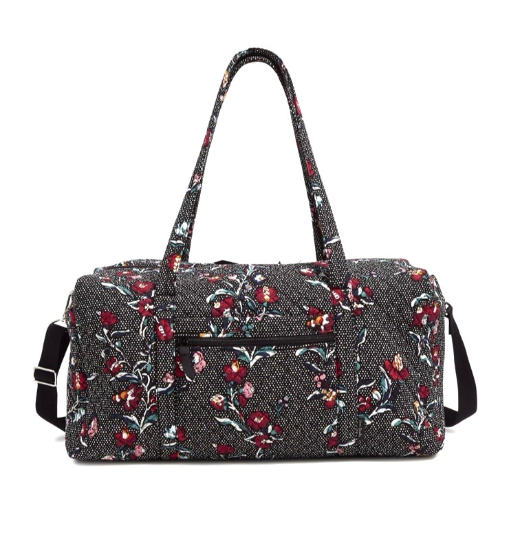 VERA BRADLEY~Iconic Large Travel Duffel Bag~PERENNIALS NOIR DOT~FABULOUS~NWT!