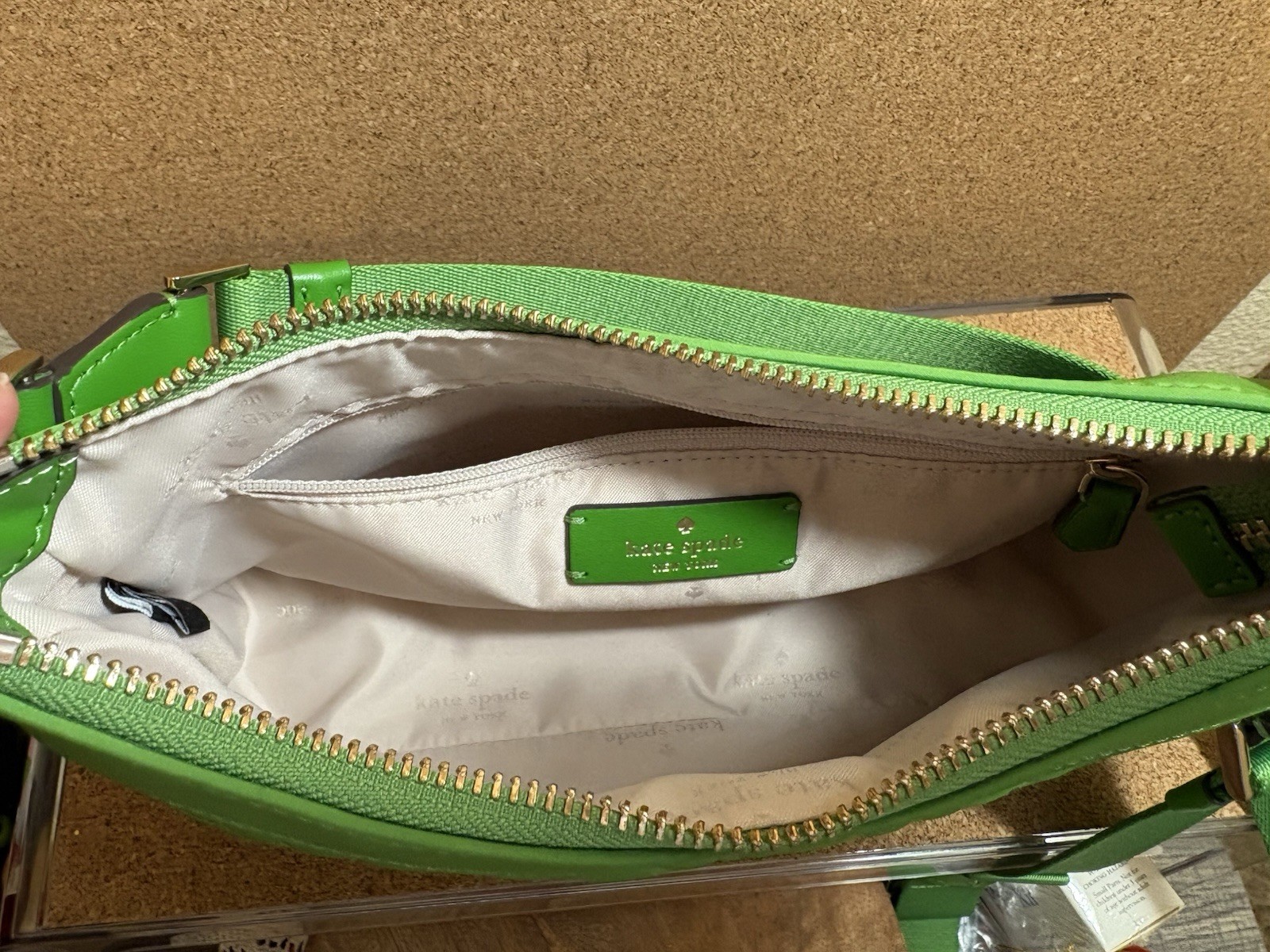 Kate Spade Flower Quilted Fabric Crossbody Handbag Green