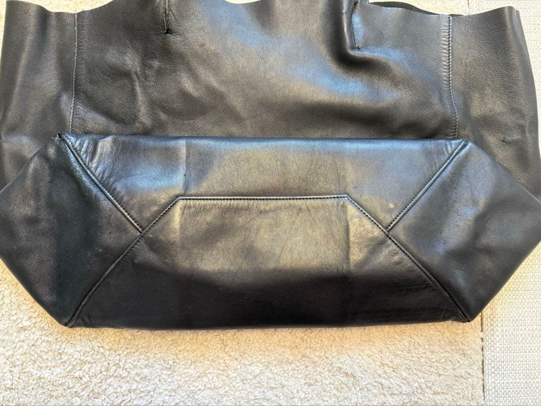 CELINE Horizontal Cabas Black Leather Tote Bag Phoebe Philo Era Handle Tear Used