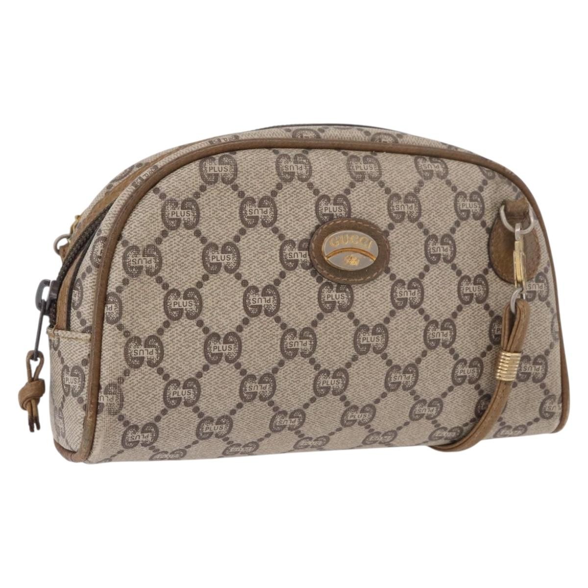 GUCCI GG Supreme Shoulder Bag PVC Beige Gold Auth 189942