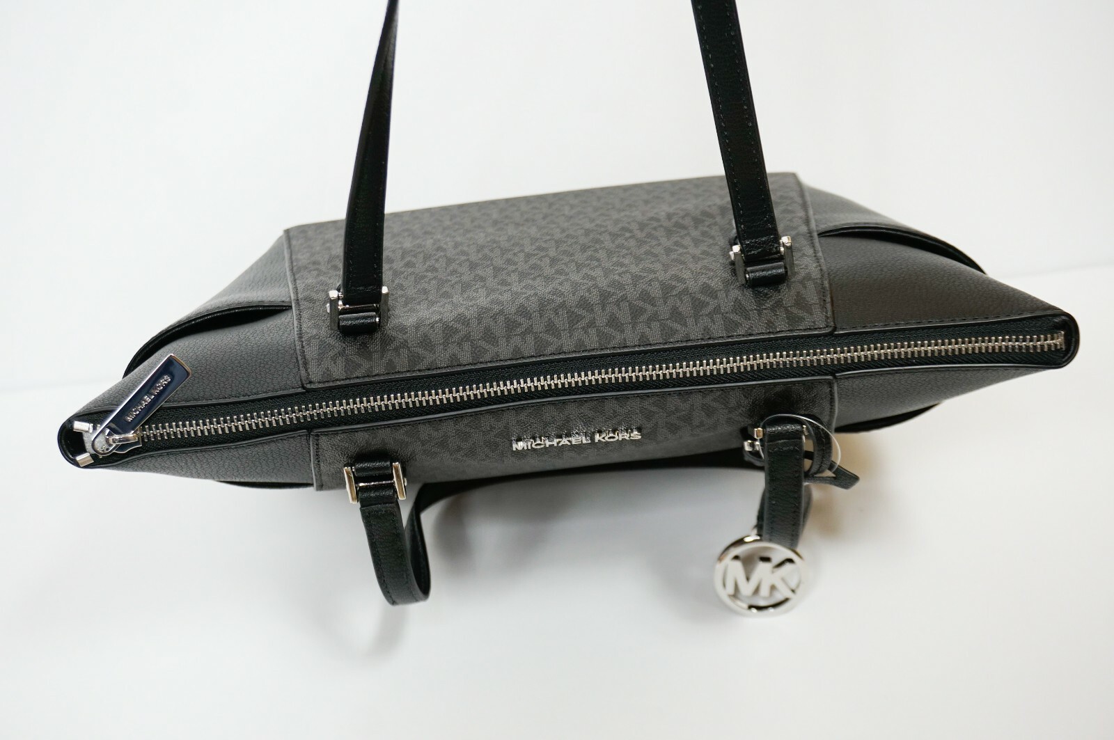 MICHAEL KORS CHARLOTTE LARGE TOP ZIP PVC PEBBLED LEATHER TOTE BAG MK BLACK