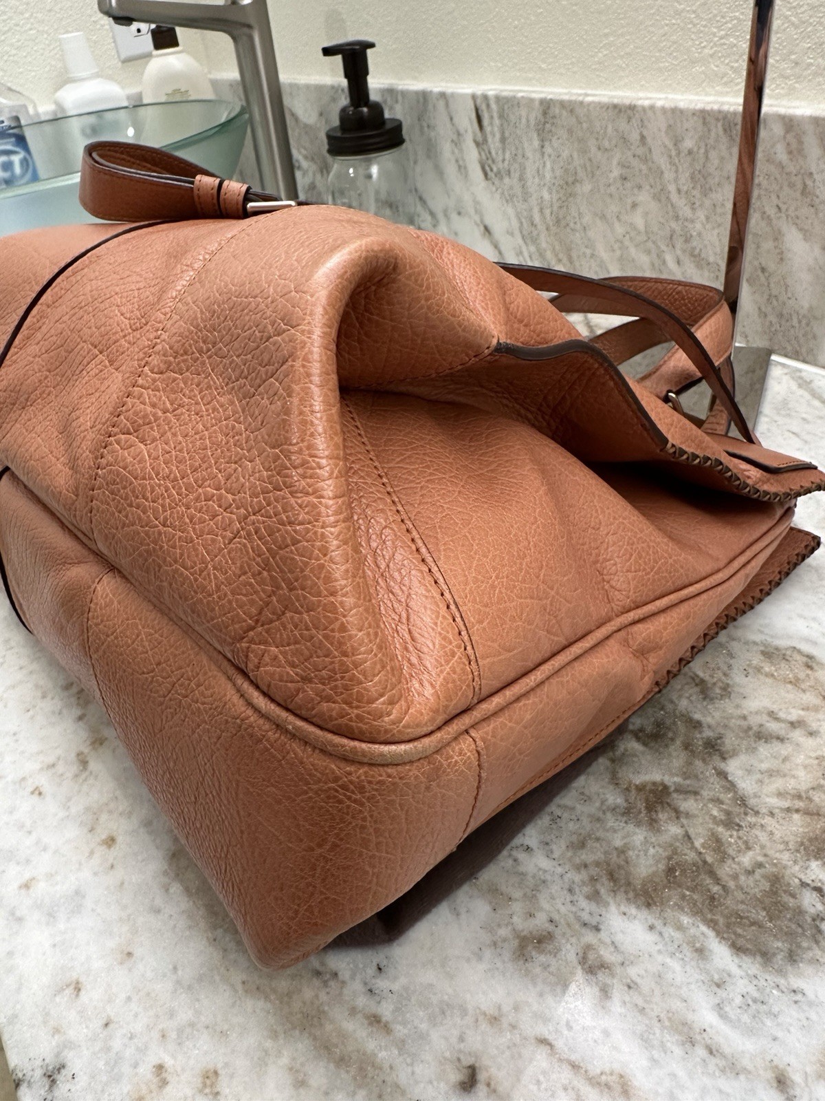 CELINE Orlov Brown Satchel Top Handle Bag w/ Strap, Charm, Dust Bag, Cards