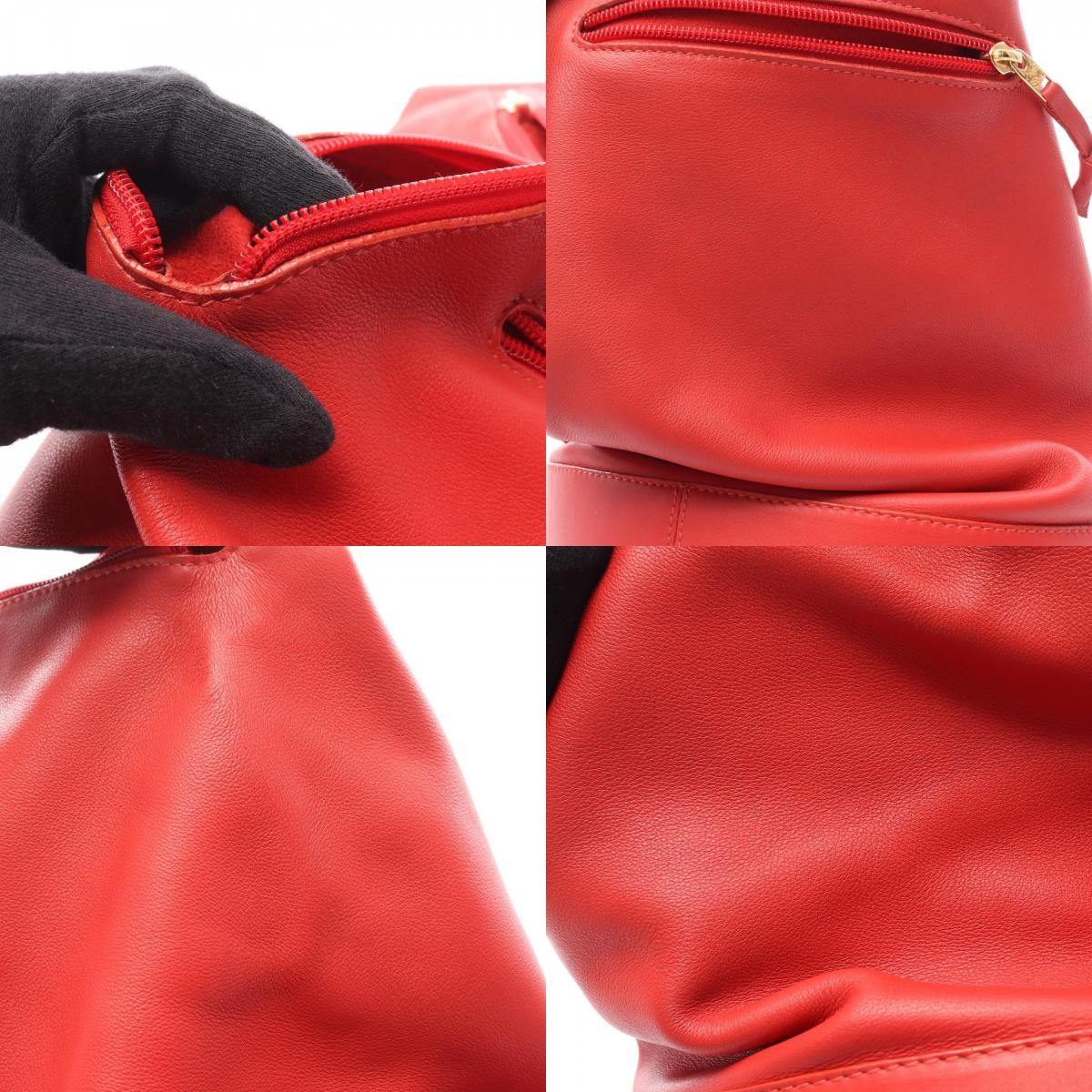 LOEWE Anton Backpack Red Leather W26cm x H46cm x D13cm Used