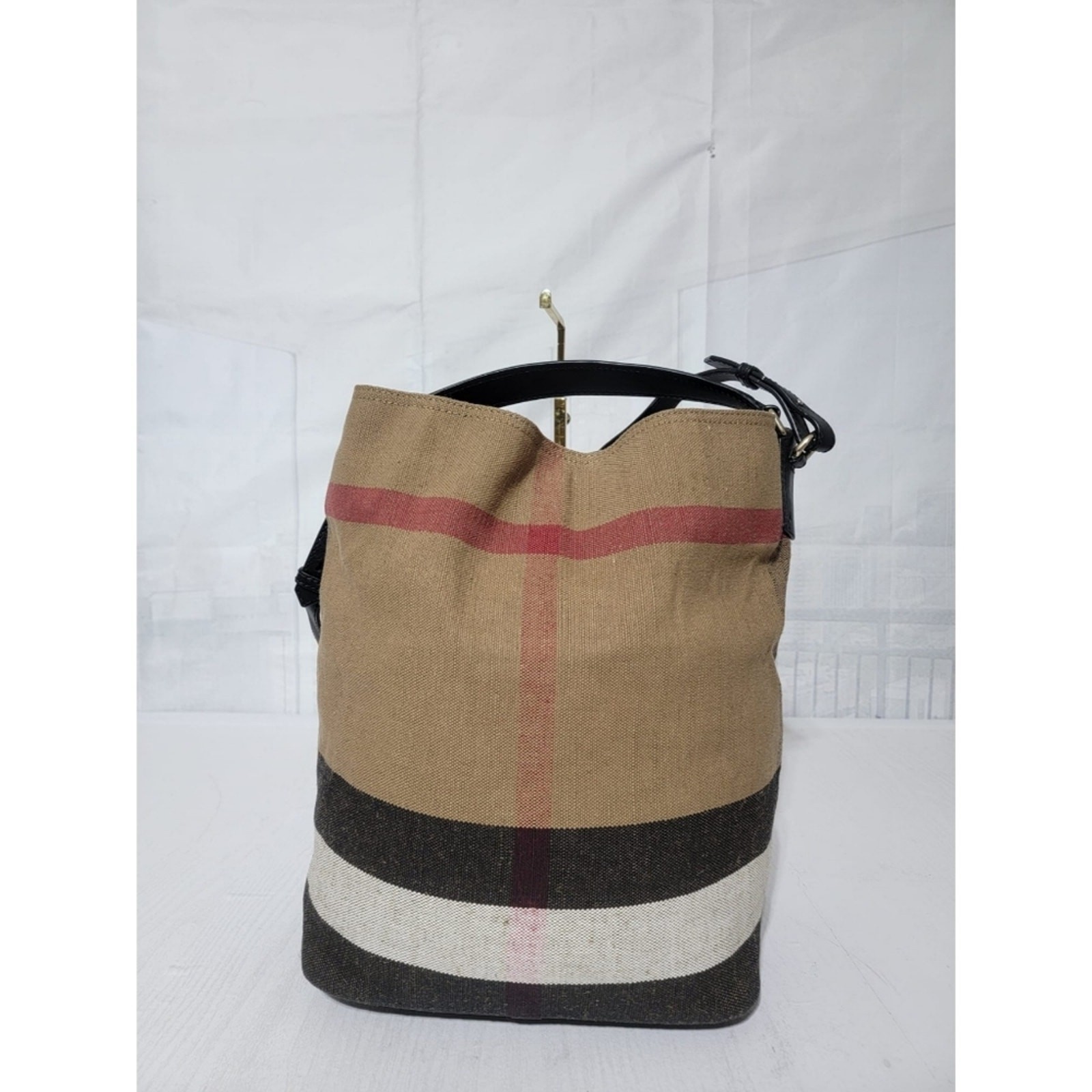 Authentic BURBERRY Ashby Hobo SaddleCanvas Mega Check