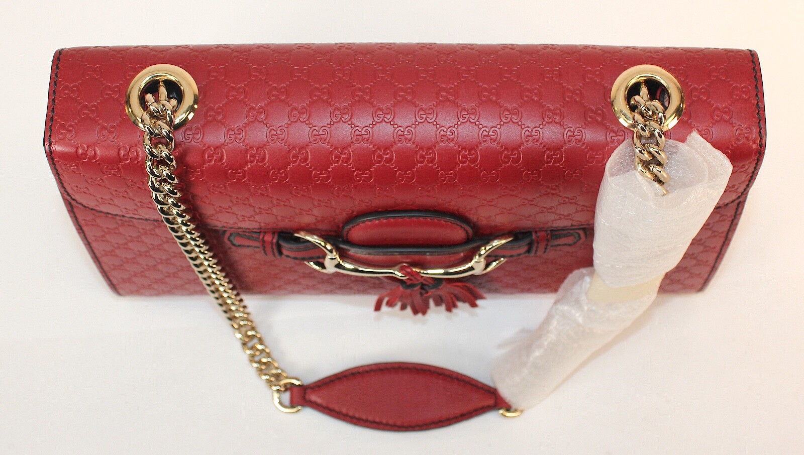 Gucci Microguccissima Emily Soft Margaux Horsebit Shoulder Bag • Rosso • 449635