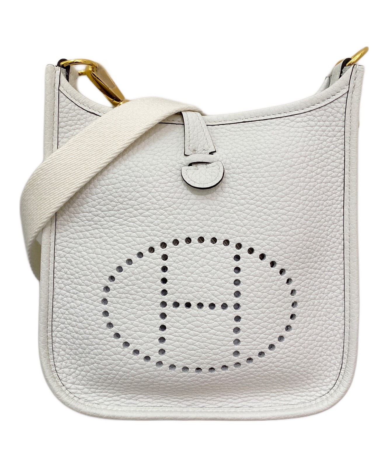 Hermes Evelyne TPM White Shoulder Bag Gold Hardware #TFB365
