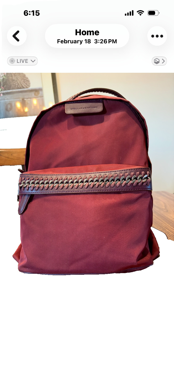 STELLA McCARTNEY Backpack, Falabella, Burgundy (Purse, Handbag, Tote, Bag)