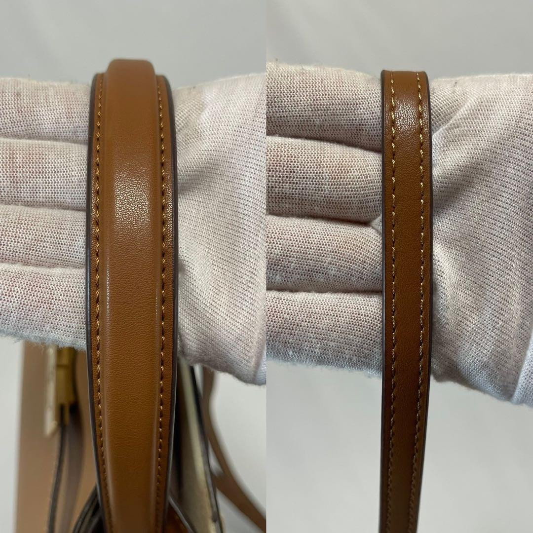 Tory Burch Lee Radziwill Petite Double Bag Camel Leather Handbag with Dust Bag