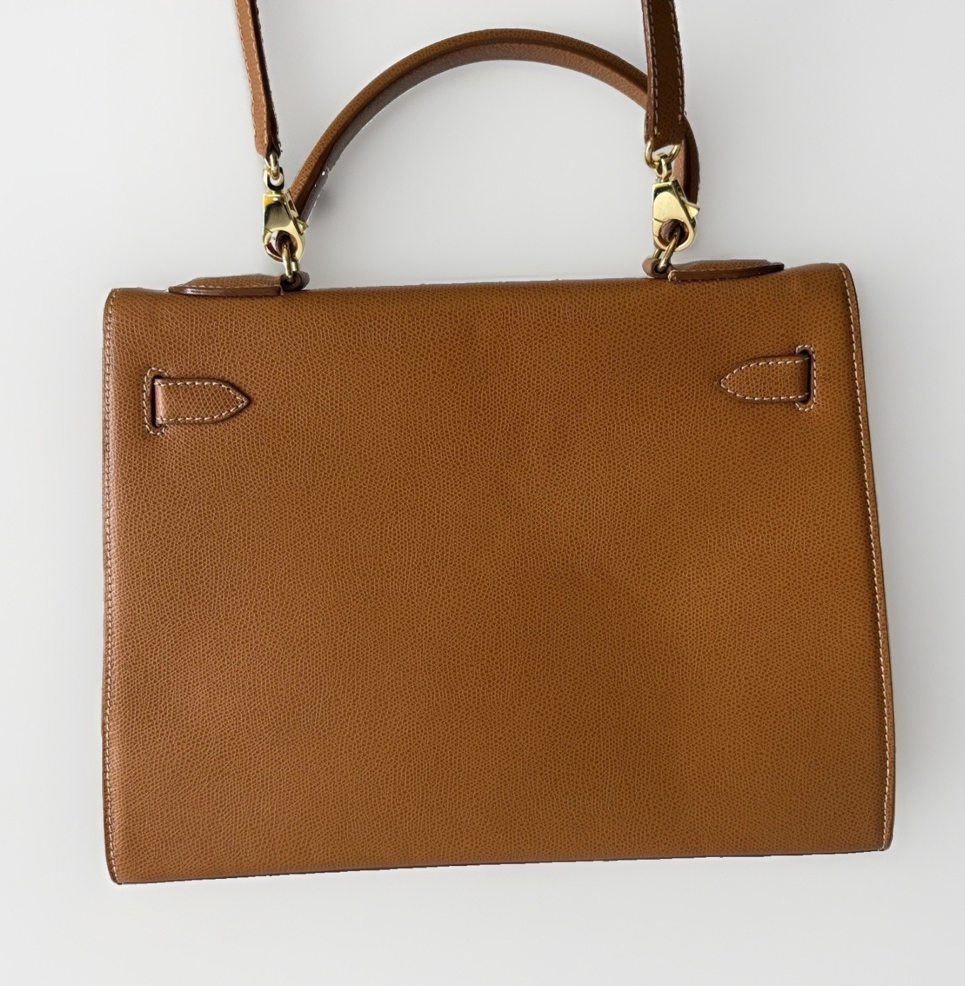 Authentic High Class Hand bag Camel Brown Leather From Japan 01210
