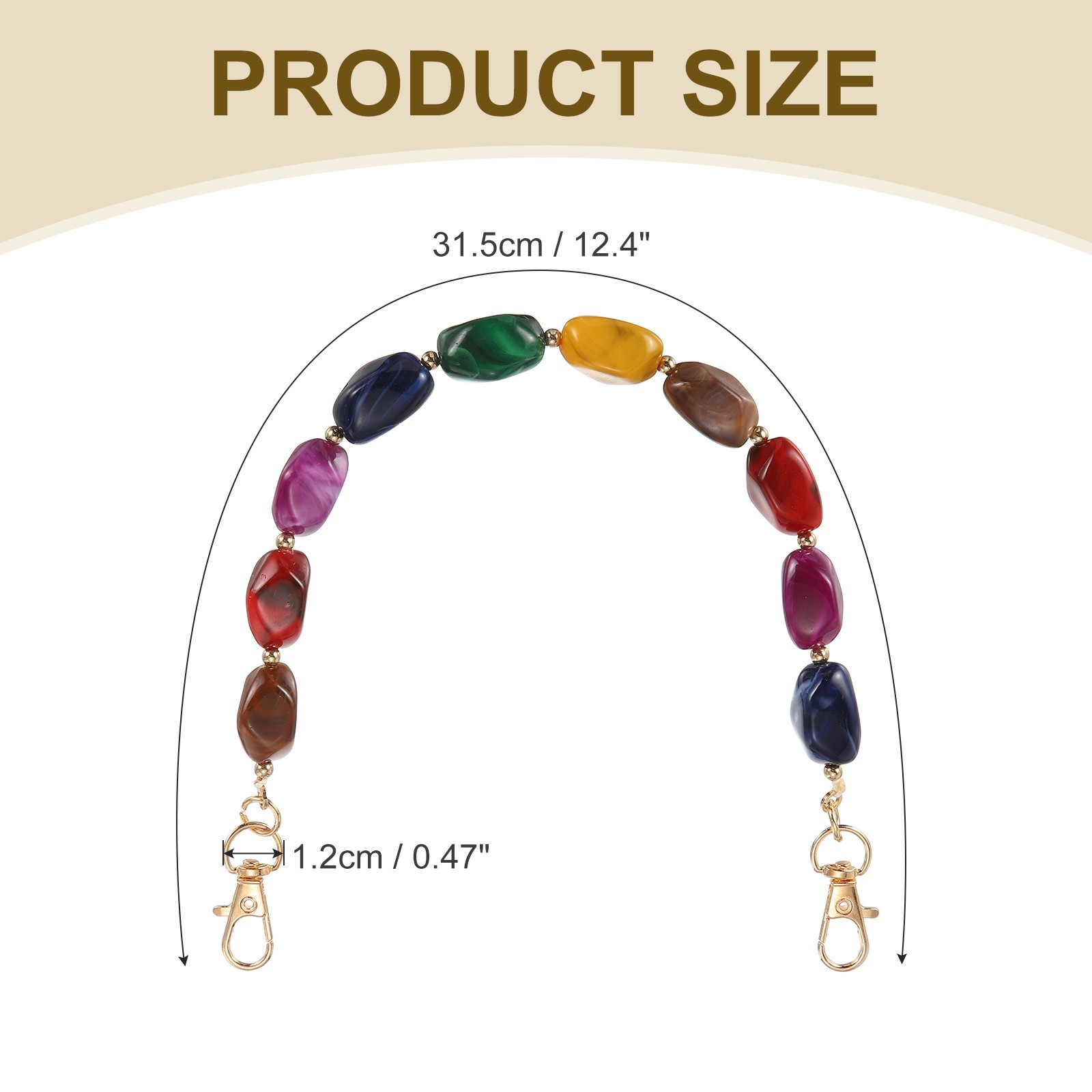 Bead Purse Strap Acrylic Purse Chain Extender, 12.4″, Deep Mixed Color