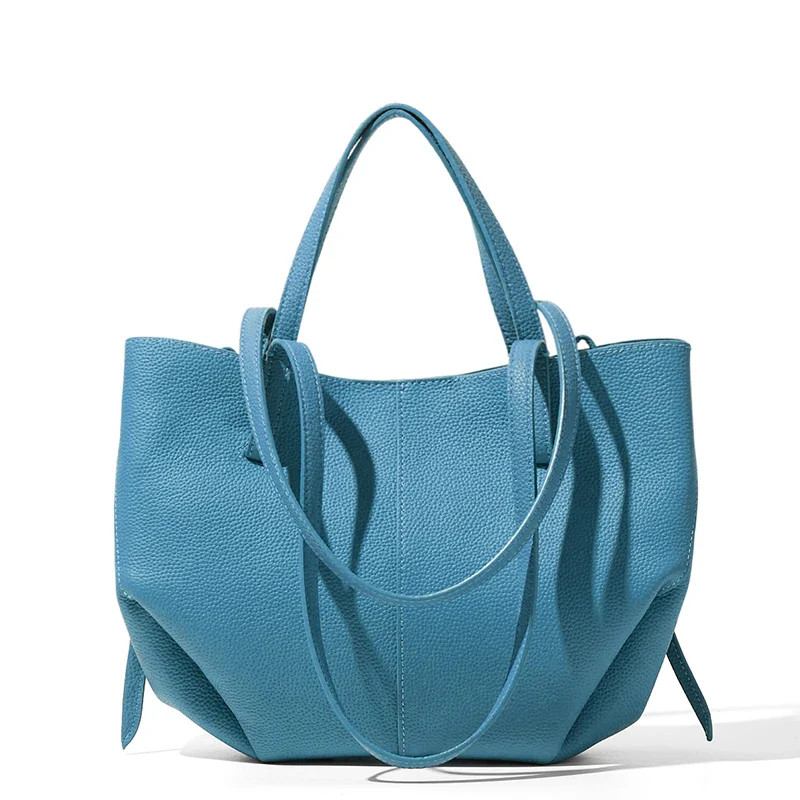 Top-Grain Cowhide Leather Large-Capacity Women’s Tote Bag, Versatile Minimalist