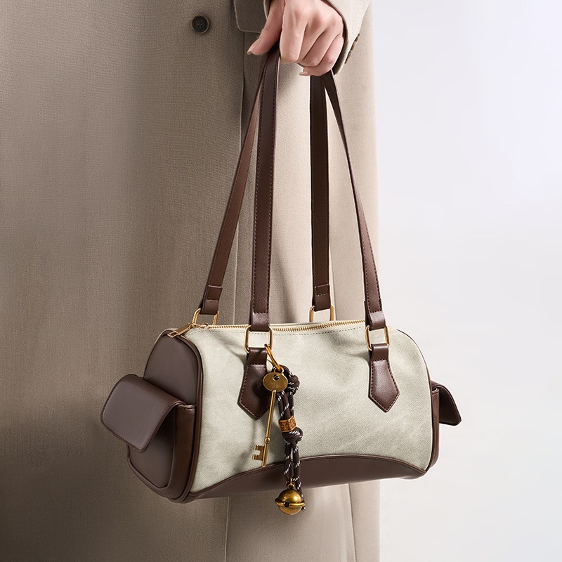 2025 Frosted Shell Satchel Slate Gray Urban Simplicity One-Shoulder Small Bag