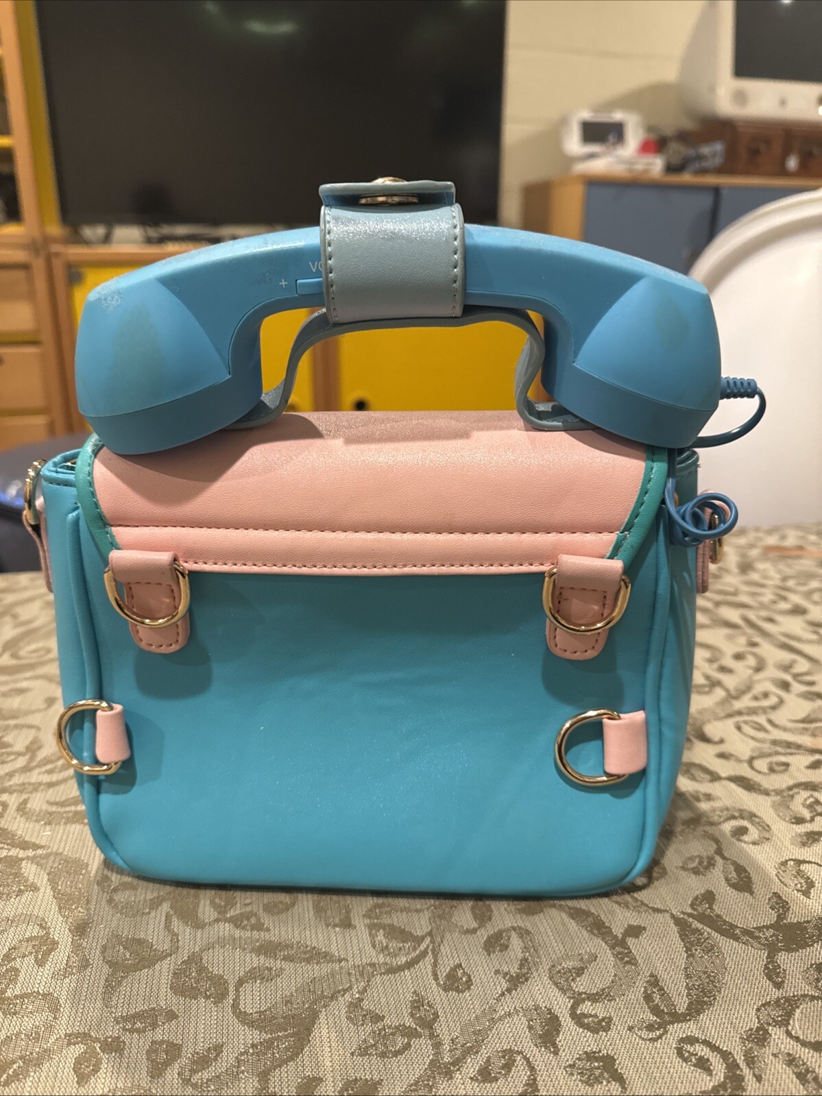 Telephone Shapped Crossbody Satchel Bag Purse Pink Blue – Nice!