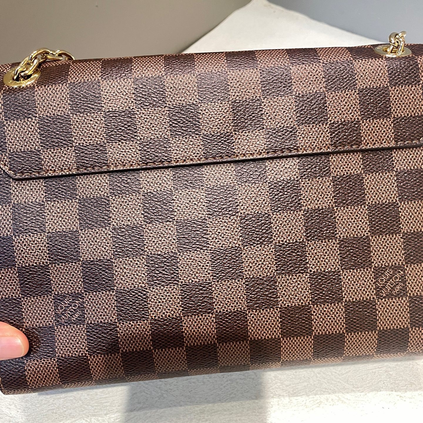 Louis Vuitton Vavin Damier Ebene Black Leather Chain Shoulder Bag