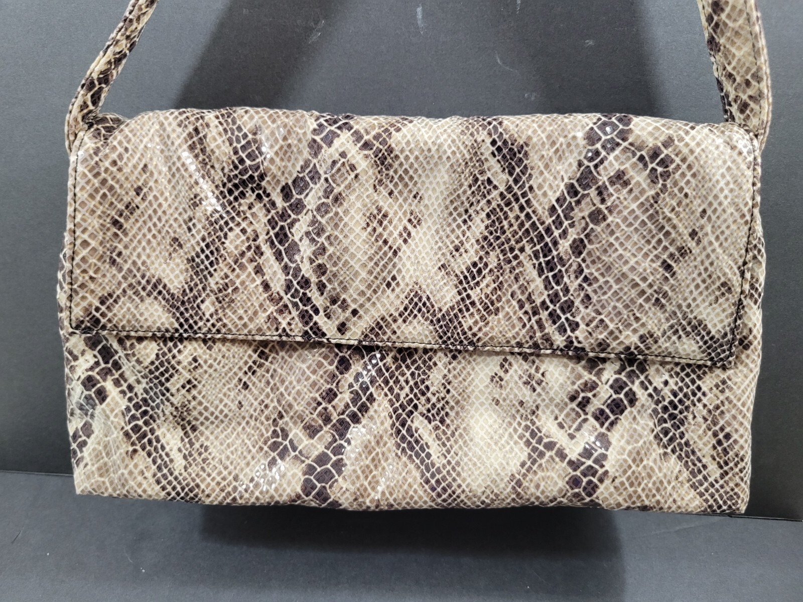 Maxx New York Shoulder Bag Purse Animal Print Faux Leather Shiny Soft
