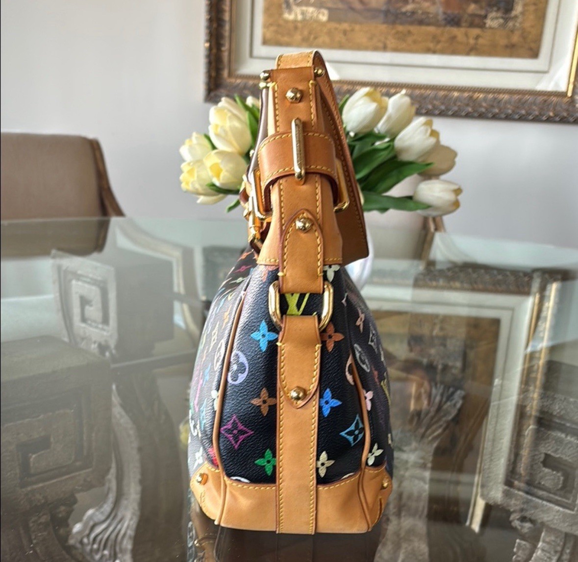 Louis Vuitton Greta Takashi Murakami Multicolor Noir Monogram Shoulder bag