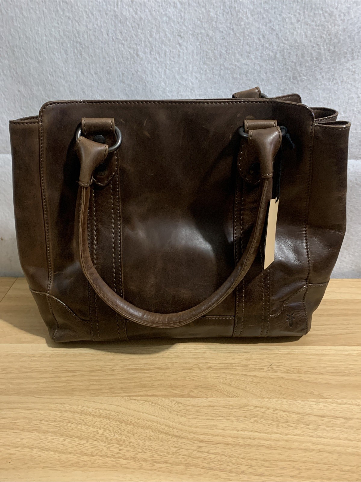 FRYE DARK BROWN MELISSA LEATHER SHOULDER TOTE/ BAG/PURSE