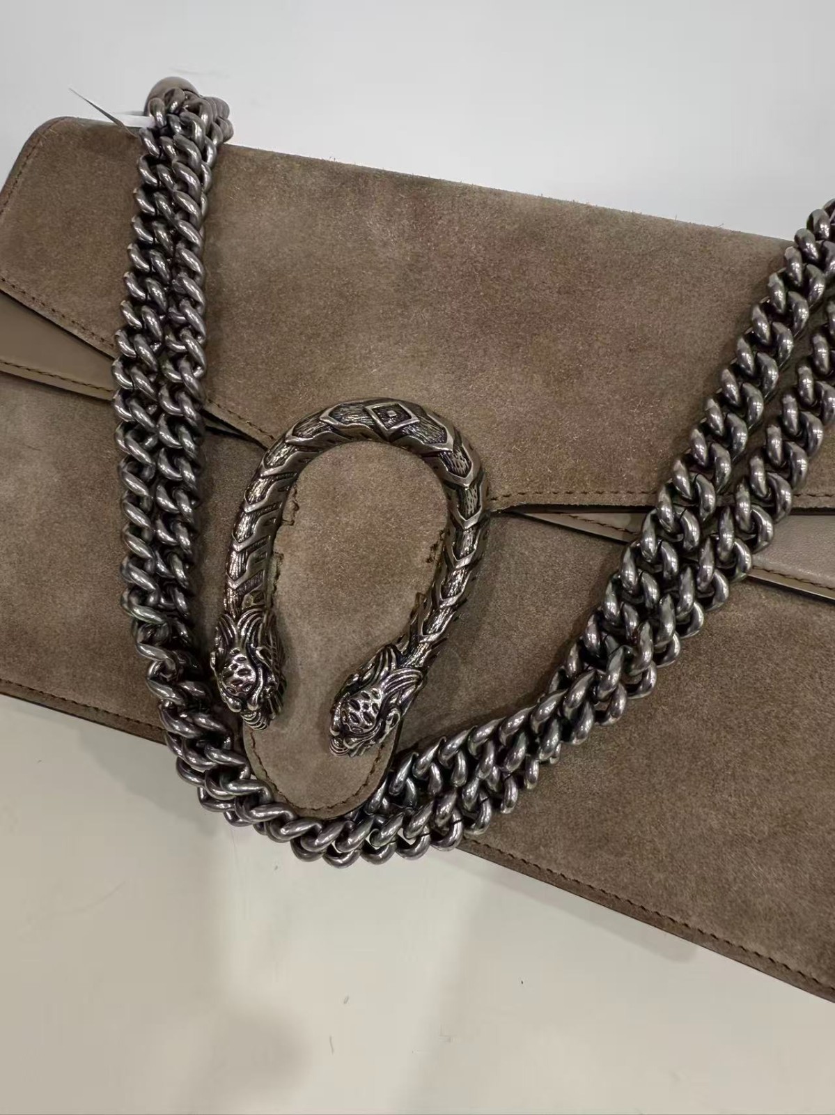 Gucci Dionysus Taupe Suede Leather Chain Shoulder Crossbody Bag