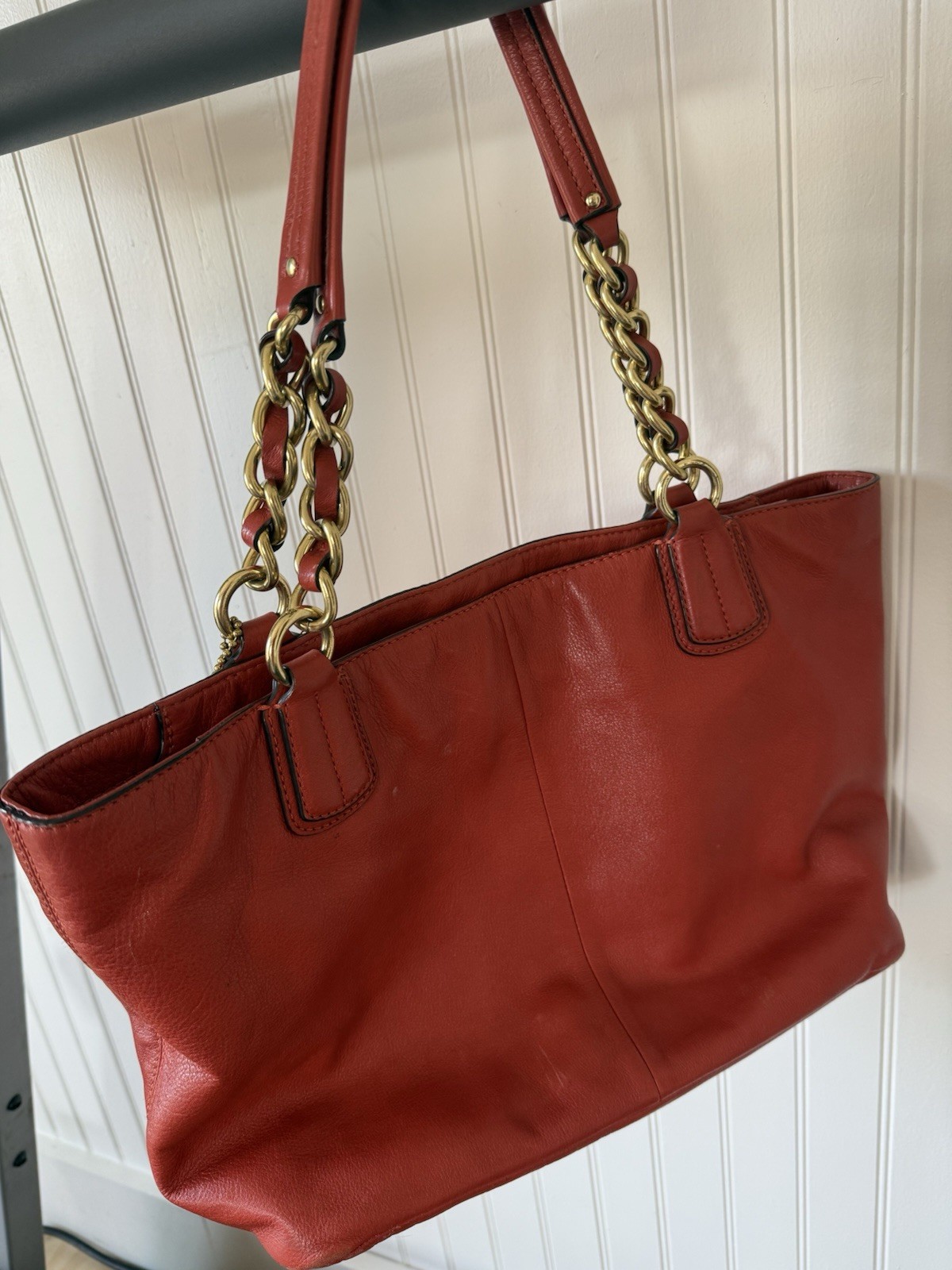 Coach Madison Leather Tote Handbag Persimmon Orange & Gold F20466 MFSRP: $298.00