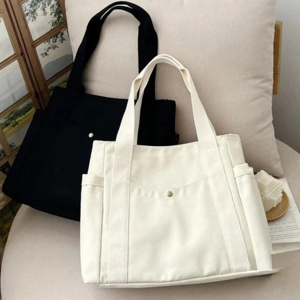 Stylish Large Canvas Tote Bag for Work, College & Daily Use – Women’s Shoulder