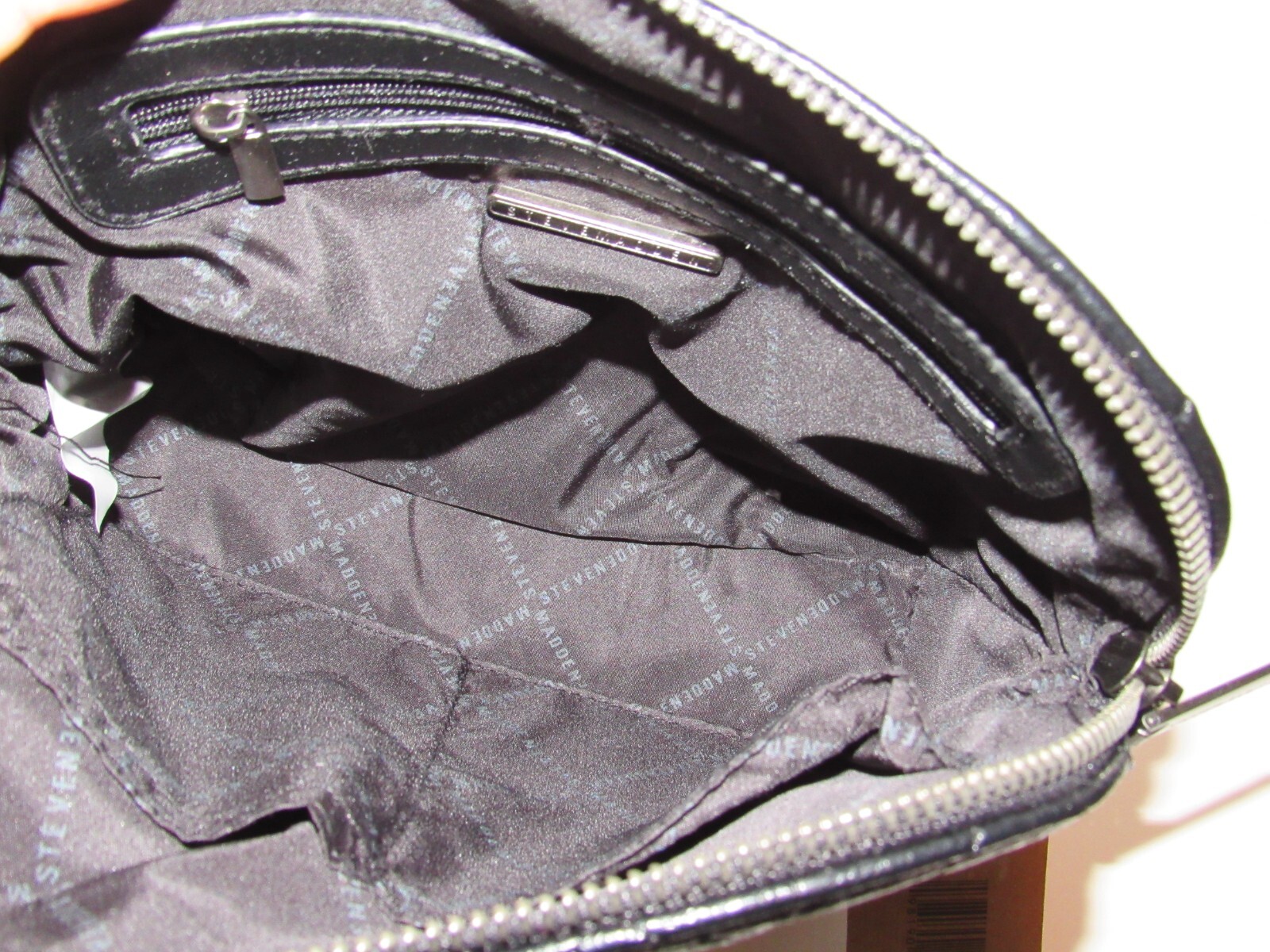 Steve Madden BMAGGIE CRINKLE Black Dome Crossbody Chain Strap