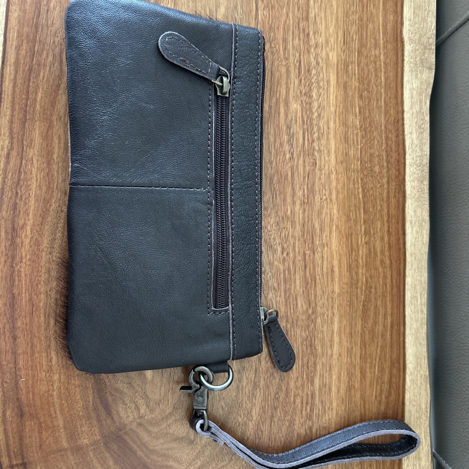 Real Cowhide Wristlet Wallet with 3 zipper pouches- NEW