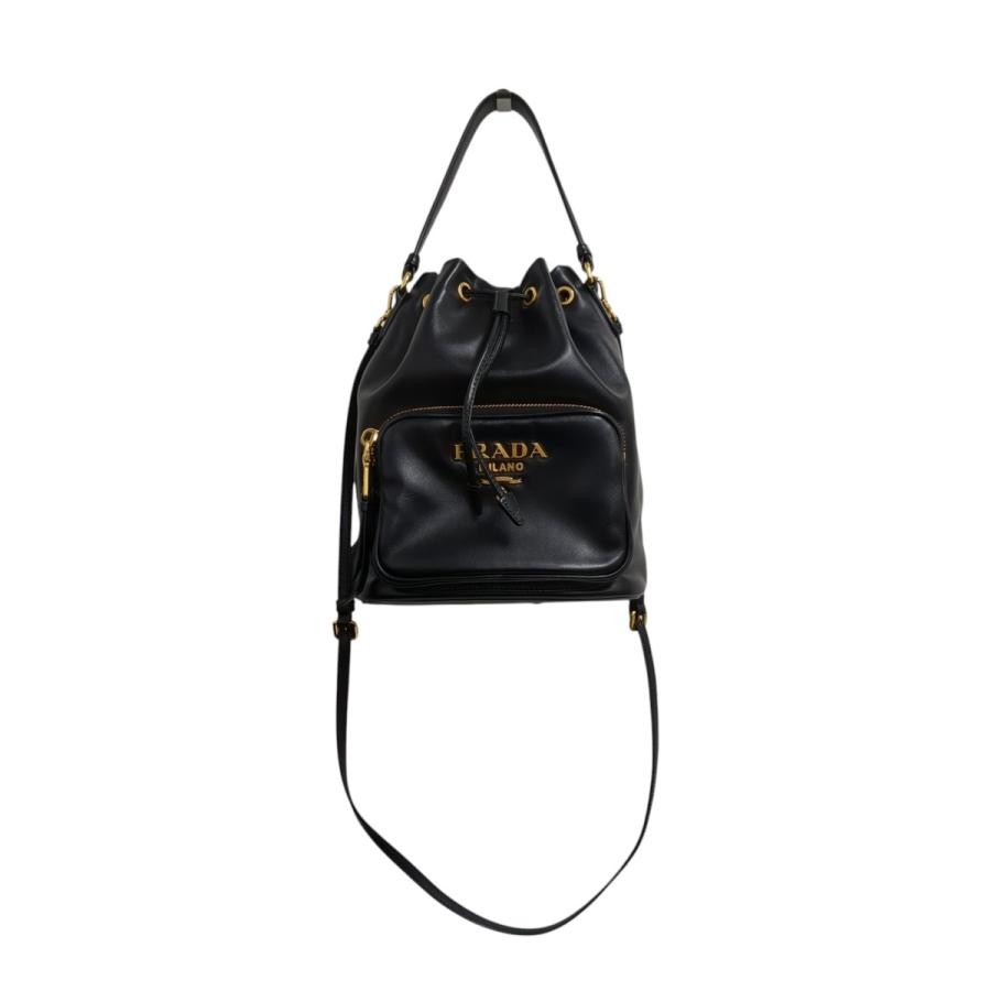 PRADA Bag: Drawstring Shoulder Bag 1BH038 Black W25H23D11cm w/o accessories;