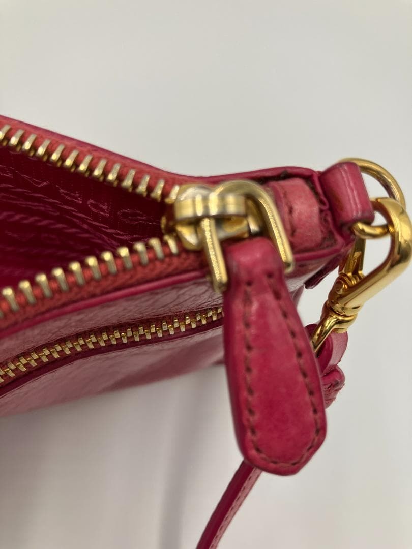 PRADA Leather Mini Shoulder Bag Pink 2WAY Gold Hardware 11cm x 21cm Authentic